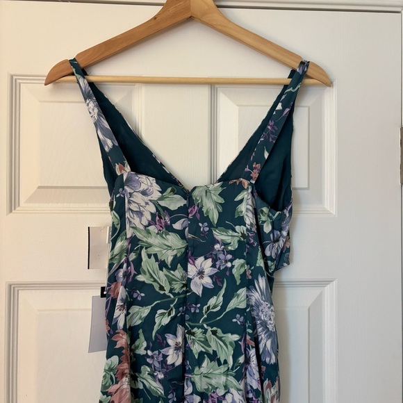 ASTR the Label Ruched Floral Cutout Maxi Dress in Teal Purple Multi Floral NWT S - Picture 12 of 13